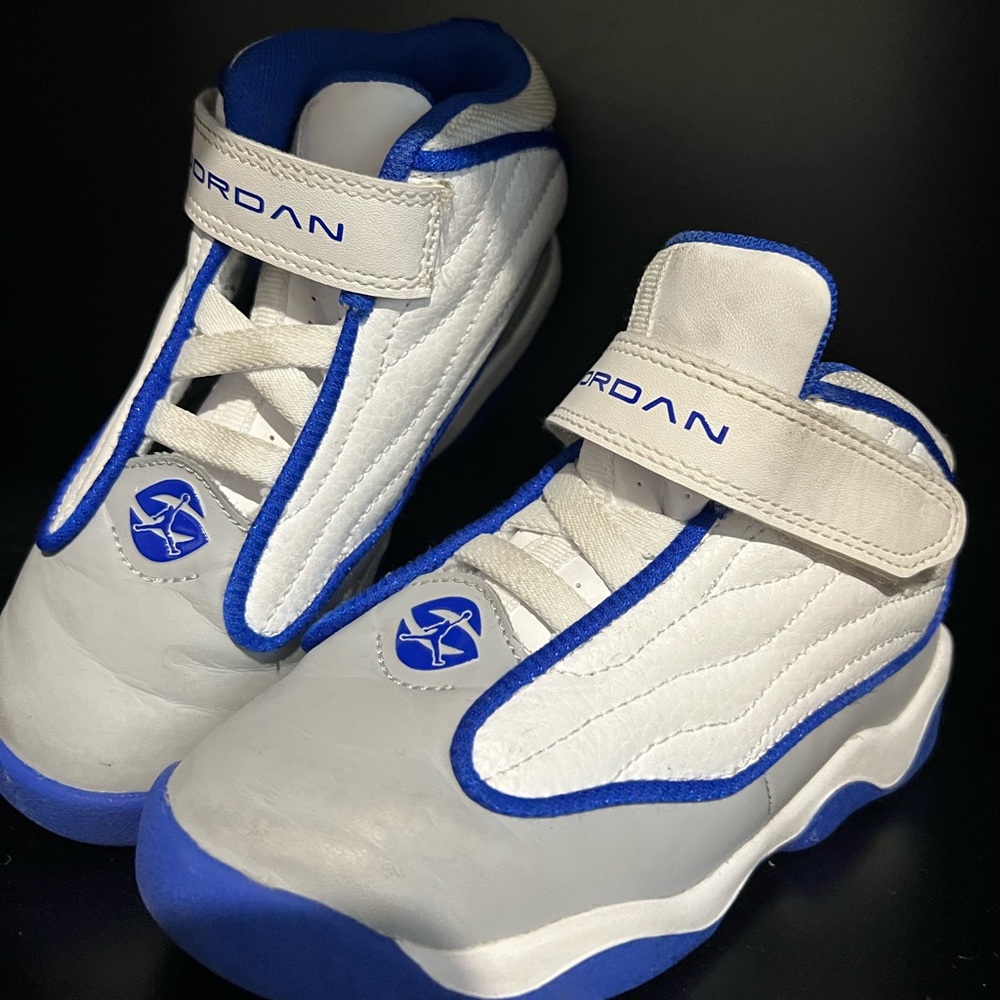 Jordan Nike Air Jordan pro strong white royal Blue- Toddler